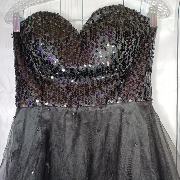 For your special day black strapless sequin mini dress - Picture 2 of 13
